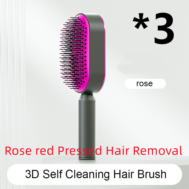 Self Cleaning Hair Brush For Women One-key Cleaning Hair Loss Airbag Massage Scalp Comb Anti-Static Hairbrush - NathBeauty