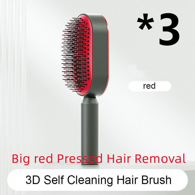 Self Cleaning Hair Brush For Women One-key Cleaning Hair Loss Airbag Massage Scalp Comb Anti-Static Hairbrush - NathBeauty