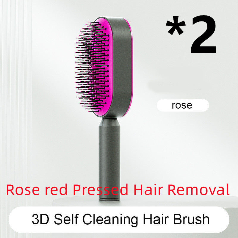 Self Cleaning Hair Brush For Women One-key Cleaning Hair Loss Airbag Massage Scalp Comb Anti-Static Hairbrush - NathBeauty