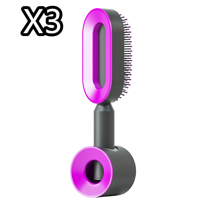 Self Cleaning Hair Brush For Women One-key Cleaning Hair Loss Airbag Massage Scalp Comb Anti-Static Hairbrush - NathBeauty