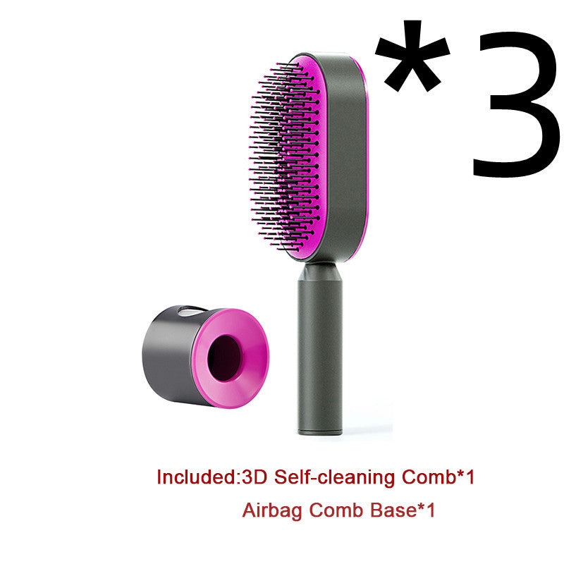 Self Cleaning Hair Brush For Women One-key Cleaning Hair Loss Airbag Massage Scalp Comb Anti-Static Hairbrush - NathBeauty