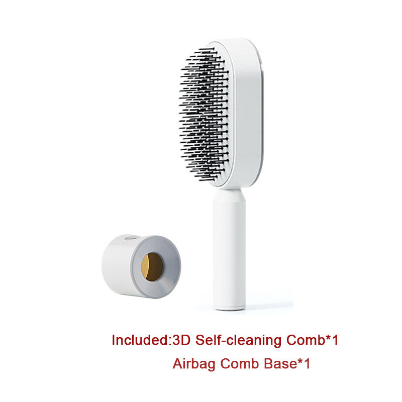 Self Cleaning Hair Brush For Women One-key Cleaning Hair Loss Airbag Massage Scalp Comb Anti-Static Hairbrush - NathBeauty