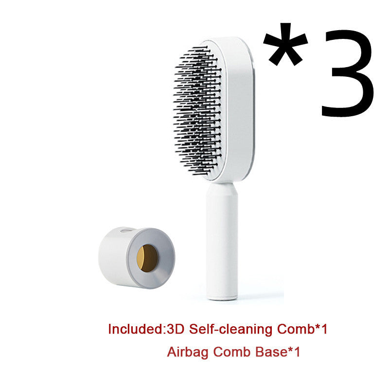 Self Cleaning Hair Brush For Women One-key Cleaning Hair Loss Airbag Massage Scalp Comb Anti-Static Hairbrush - NathBeauty