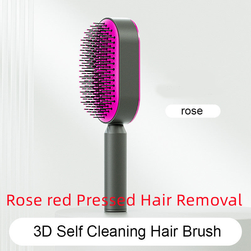 Self Cleaning Hair Brush For Women One-key Cleaning Hair Loss Airbag Massage Scalp Comb Anti-Static Hairbrush - NathBeauty